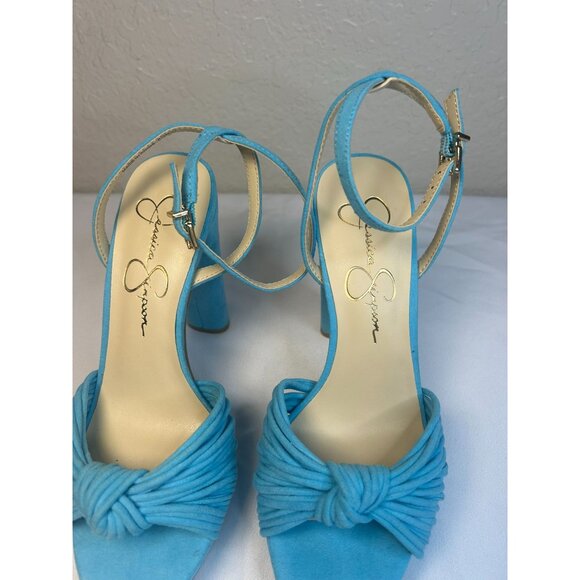 Jessica Simpson Platform Pumps Block Heel Ankle Strap Size 6.5 Nevada Blue - Picture 4 of 11